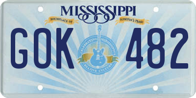 MS license plate GOK482