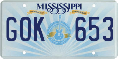 MS license plate GOK653