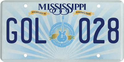 MS license plate GOL028