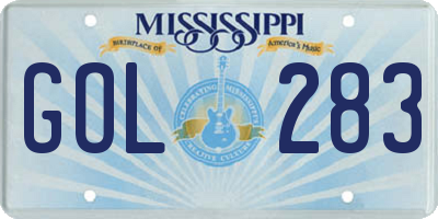 MS license plate GOL283