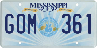 MS license plate GOM361