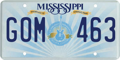 MS license plate GOM463
