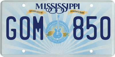 MS license plate GOM850