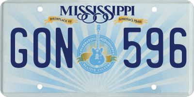MS license plate GON596