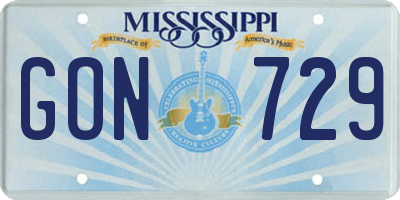 MS license plate GON729