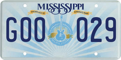 MS license plate GOO029