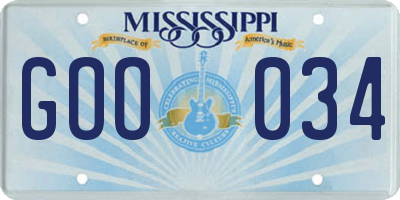 MS license plate GOO034