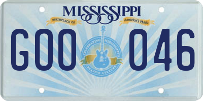 MS license plate GOO046