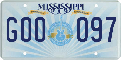 MS license plate GOO097