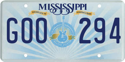 MS license plate GOO294