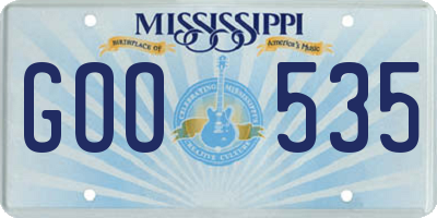 MS license plate GOO535
