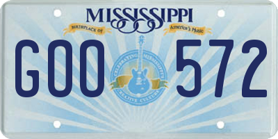 MS license plate GOO572