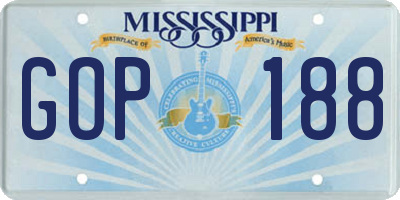 MS license plate GOP188