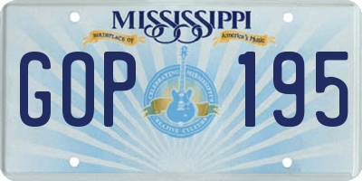 MS license plate GOP195