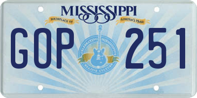 MS license plate GOP251