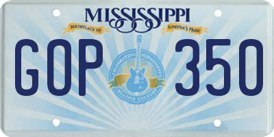 MS license plate GOP350