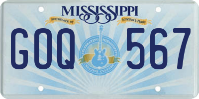 MS license plate GOQ567