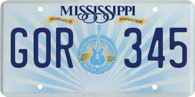 MS license plate GOR345