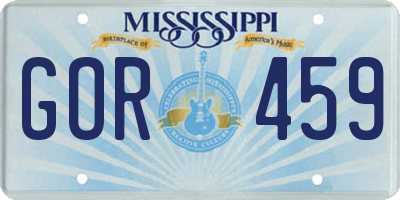 MS license plate GOR459
