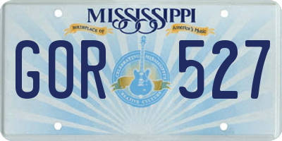 MS license plate GOR527