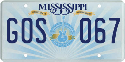 MS license plate GOS067