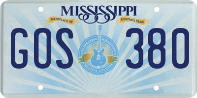 MS license plate GOS380