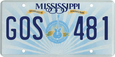 MS license plate GOS481