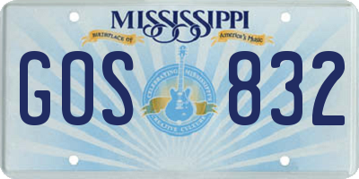 MS license plate GOS832