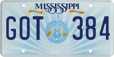 MS license plate GOT384
