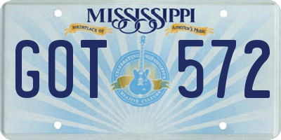MS license plate GOT572