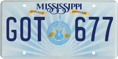 MS license plate GOT677