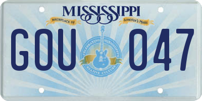 MS license plate GOU047
