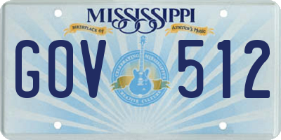 MS license plate GOV512