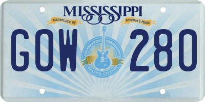 MS license plate GOW280