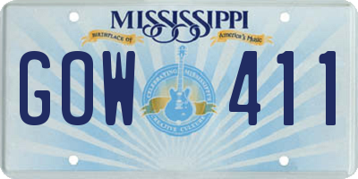 MS license plate GOW411