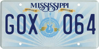 MS license plate GOX064