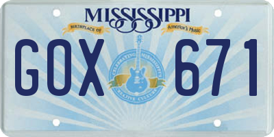 MS license plate GOX671