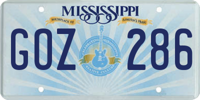 MS license plate GOZ286