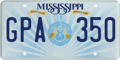 MS license plate GPA350