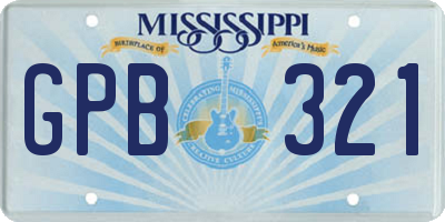 MS license plate GPB321
