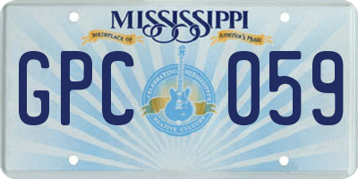 MS license plate GPC059