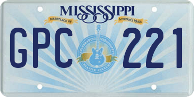 MS license plate GPC221