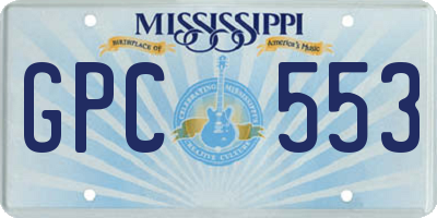 MS license plate GPC553