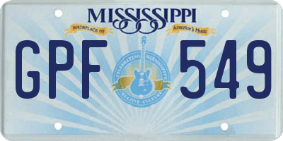 MS license plate GPF549