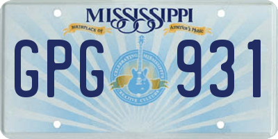 MS license plate GPG931