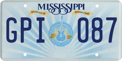 MS license plate GPI087