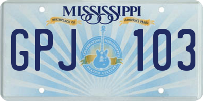 MS license plate GPJ103