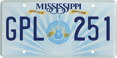 MS license plate GPL251