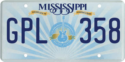 MS license plate GPL358