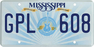 MS license plate GPL608